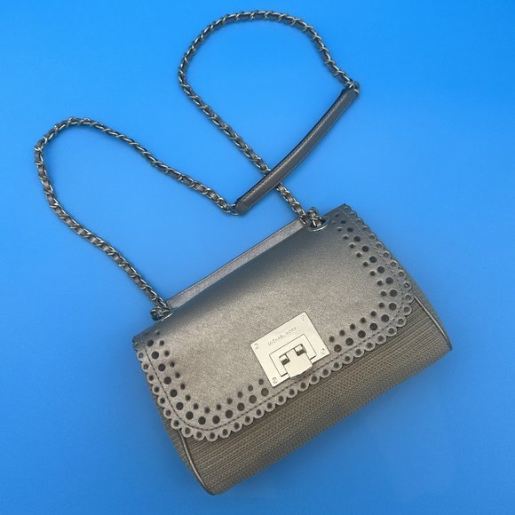 493. NWOT Michael Kors Violet Vivian Shoulder Bag / Crossbody Gold Metallic - Picture 9 of 10